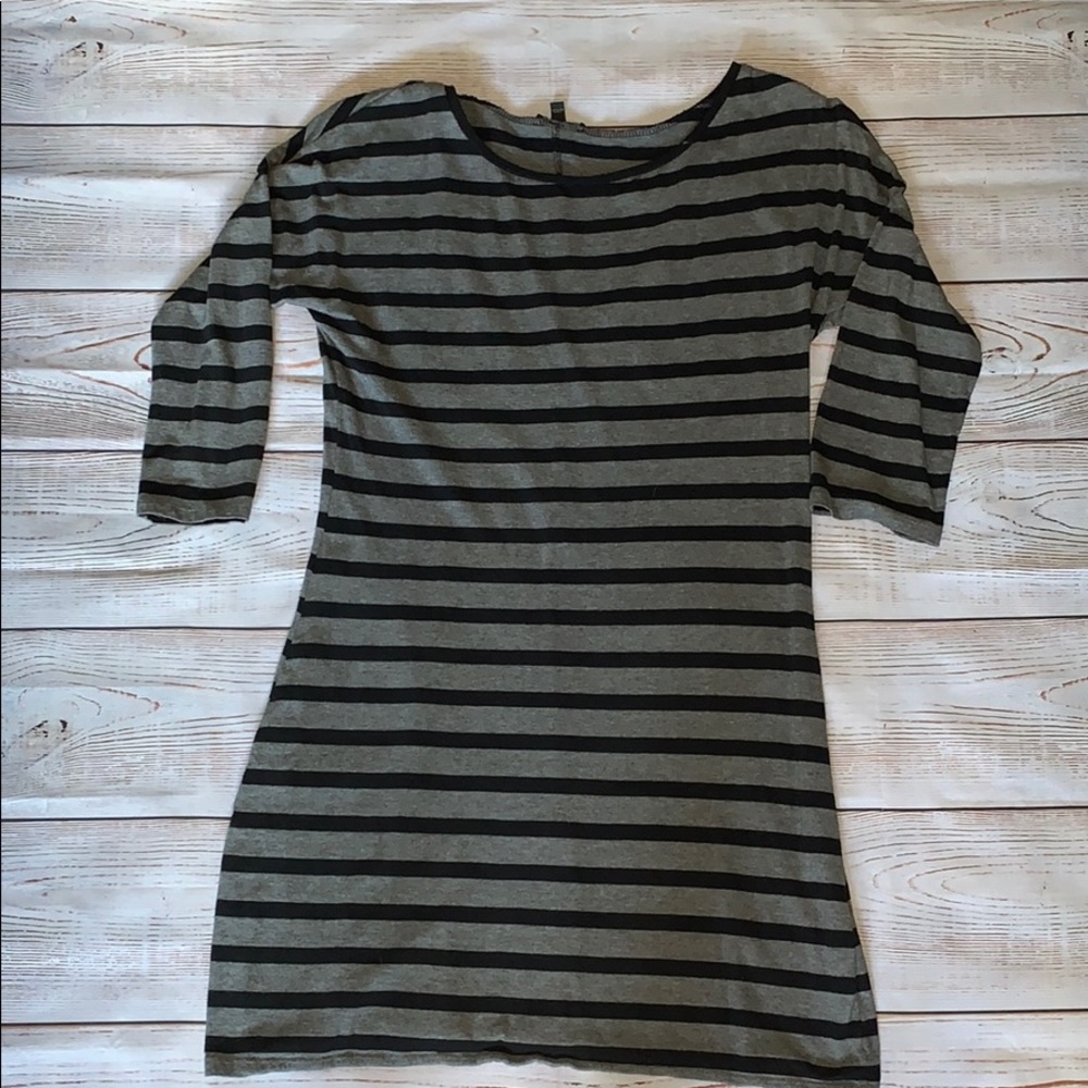 Express Grey & Black Striped Dress